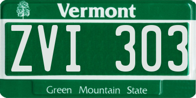 VT license plate ZVI303