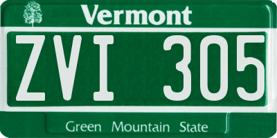VT license plate ZVI305