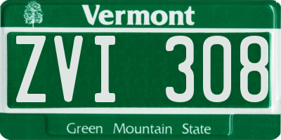 VT license plate ZVI308