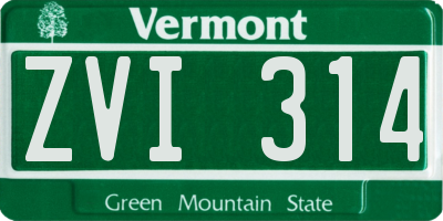 VT license plate ZVI314