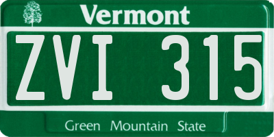 VT license plate ZVI315