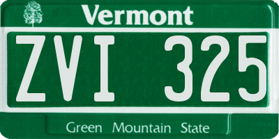 VT license plate ZVI325
