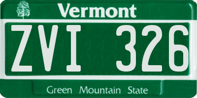 VT license plate ZVI326