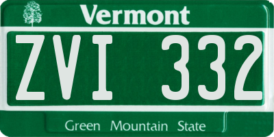 VT license plate ZVI332