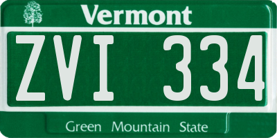 VT license plate ZVI334