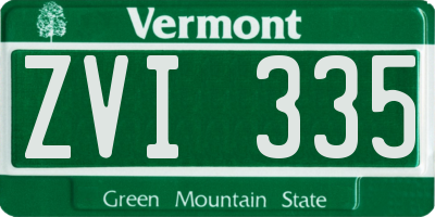 VT license plate ZVI335