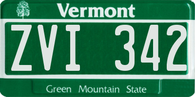 VT license plate ZVI342