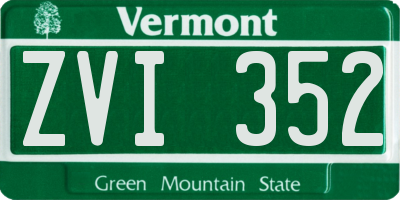 VT license plate ZVI352
