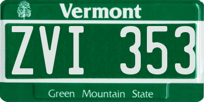VT license plate ZVI353