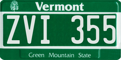 VT license plate ZVI355