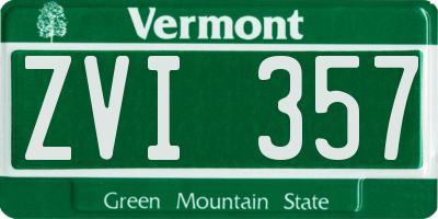 VT license plate ZVI357