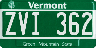 VT license plate ZVI362