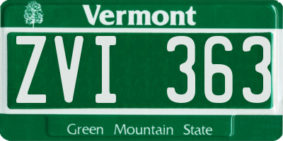 VT license plate ZVI363