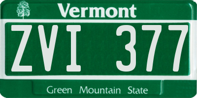 VT license plate ZVI377