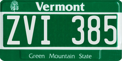 VT license plate ZVI385