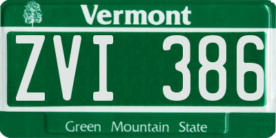 VT license plate ZVI386
