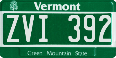 VT license plate ZVI392
