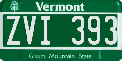 VT license plate ZVI393