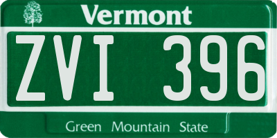 VT license plate ZVI396