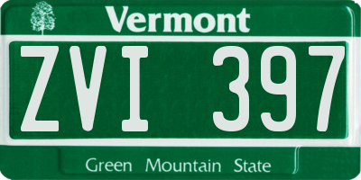 VT license plate ZVI397