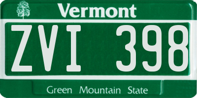 VT license plate ZVI398