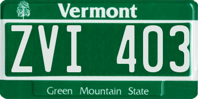 VT license plate ZVI403