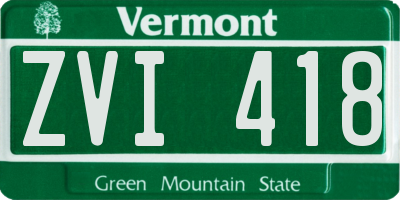 VT license plate ZVI418