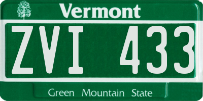 VT license plate ZVI433