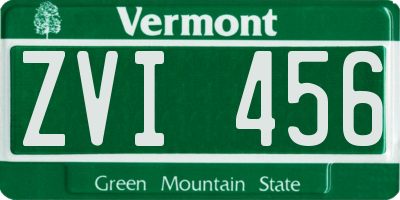 VT license plate ZVI456