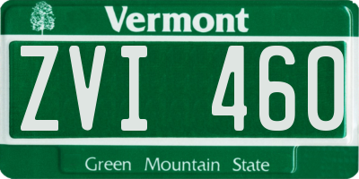 VT license plate ZVI460