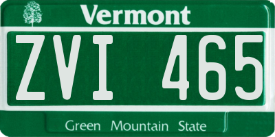 VT license plate ZVI465