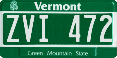 VT license plate ZVI472