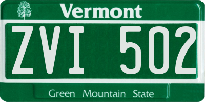 VT license plate ZVI502