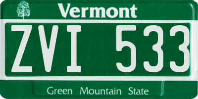 VT license plate ZVI533