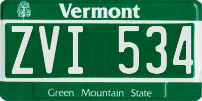 VT license plate ZVI534
