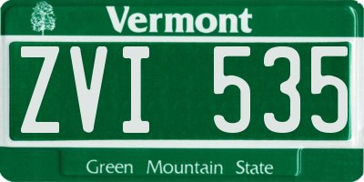 VT license plate ZVI535