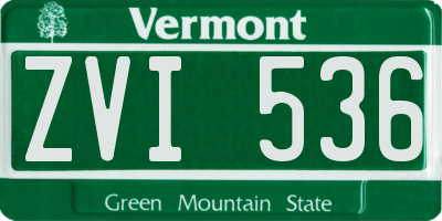 VT license plate ZVI536