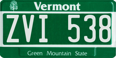 VT license plate ZVI538