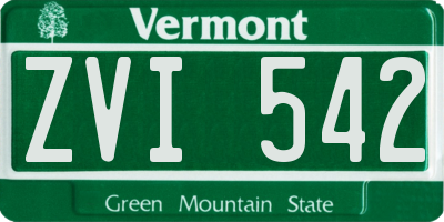 VT license plate ZVI542