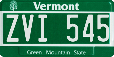 VT license plate ZVI545
