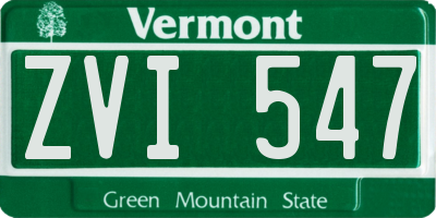 VT license plate ZVI547