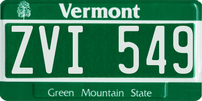 VT license plate ZVI549