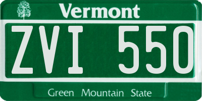 VT license plate ZVI550