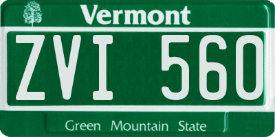 VT license plate ZVI560