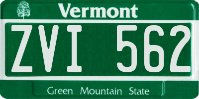 VT license plate ZVI562