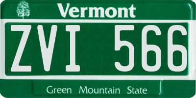 VT license plate ZVI566