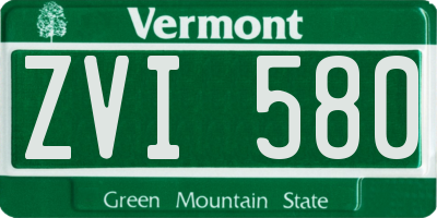 VT license plate ZVI580
