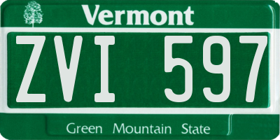 VT license plate ZVI597