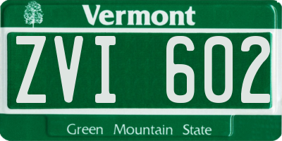 VT license plate ZVI602