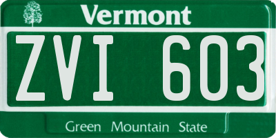 VT license plate ZVI603